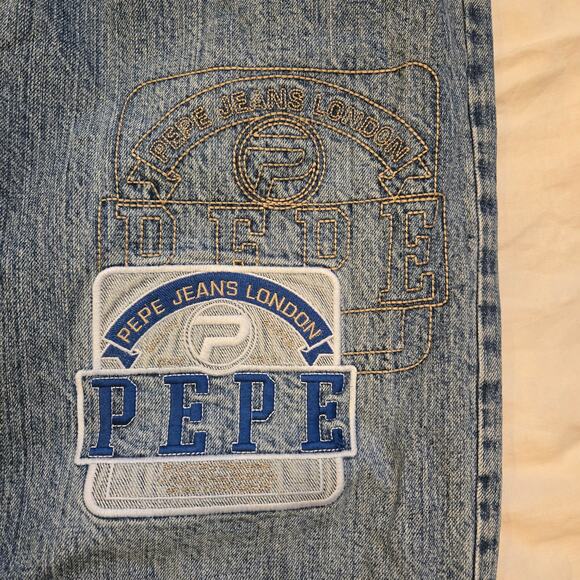 Vintage Pepe Jeans UK Size 36 x 33 PJL Patches and Embroidery Y2K *read* - Picture 3 of 15